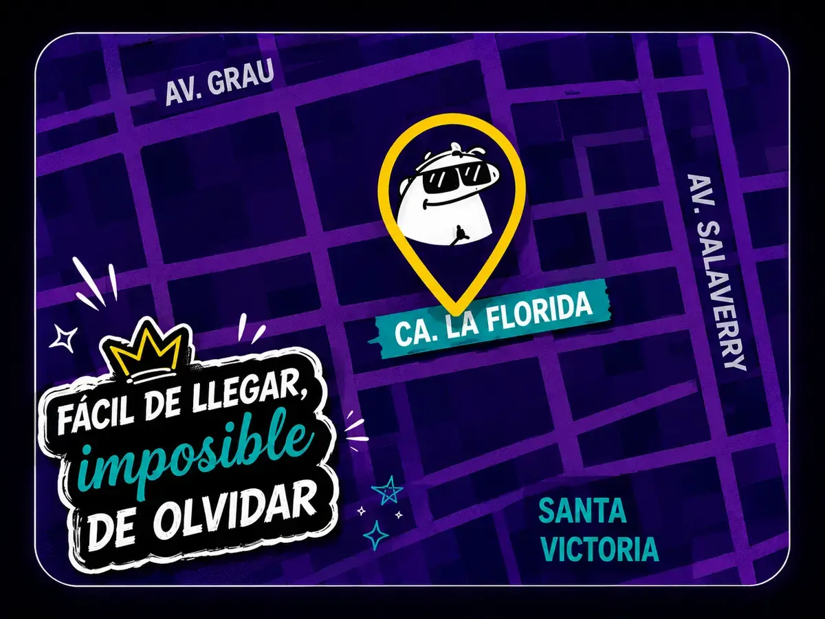 Mapa ilustrado para ubicar D'CHILL en Santa Victoria, Chiclayo.